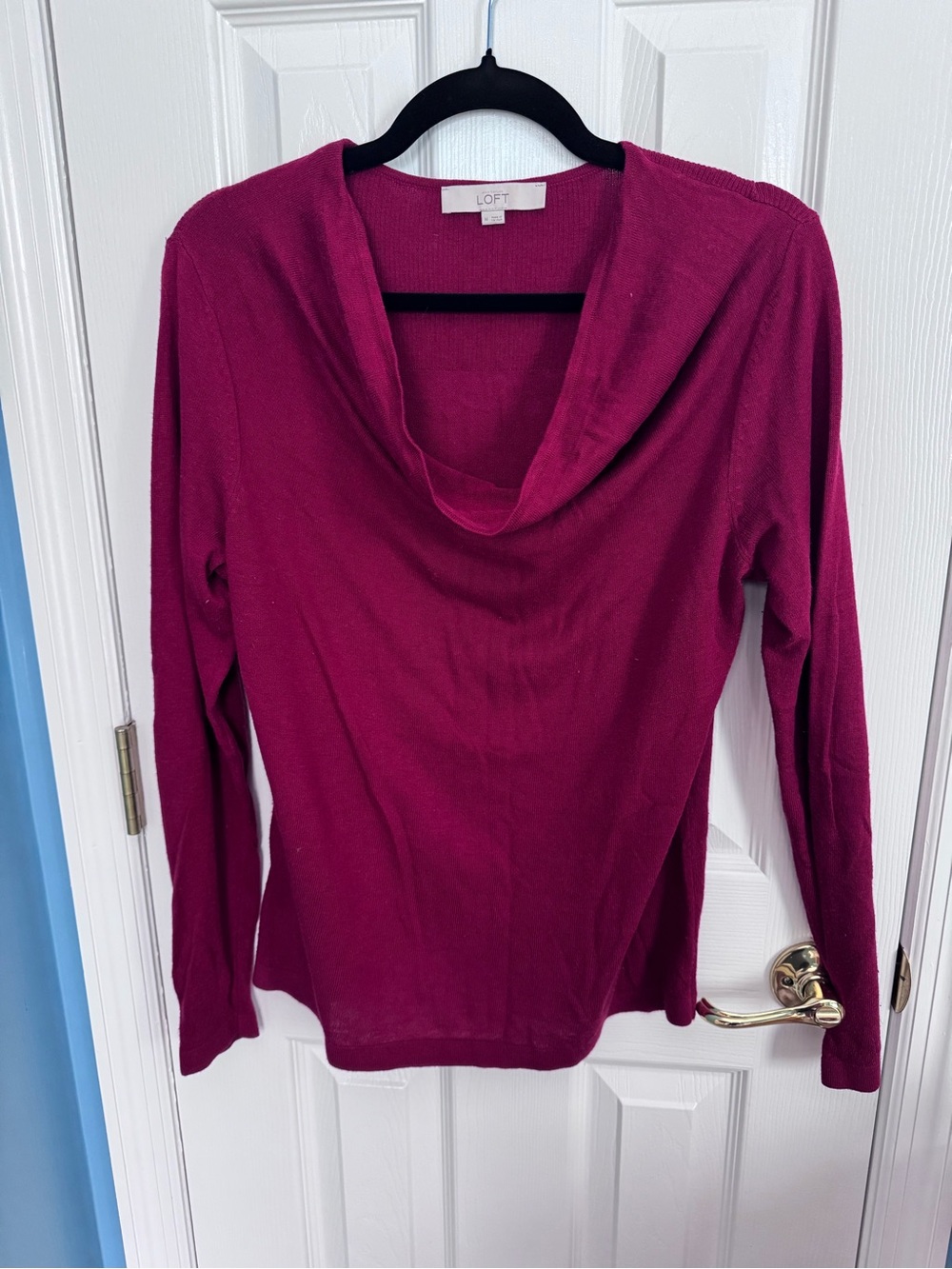 LOFT Women's Cowl Neck Sweater in Deep Berry
